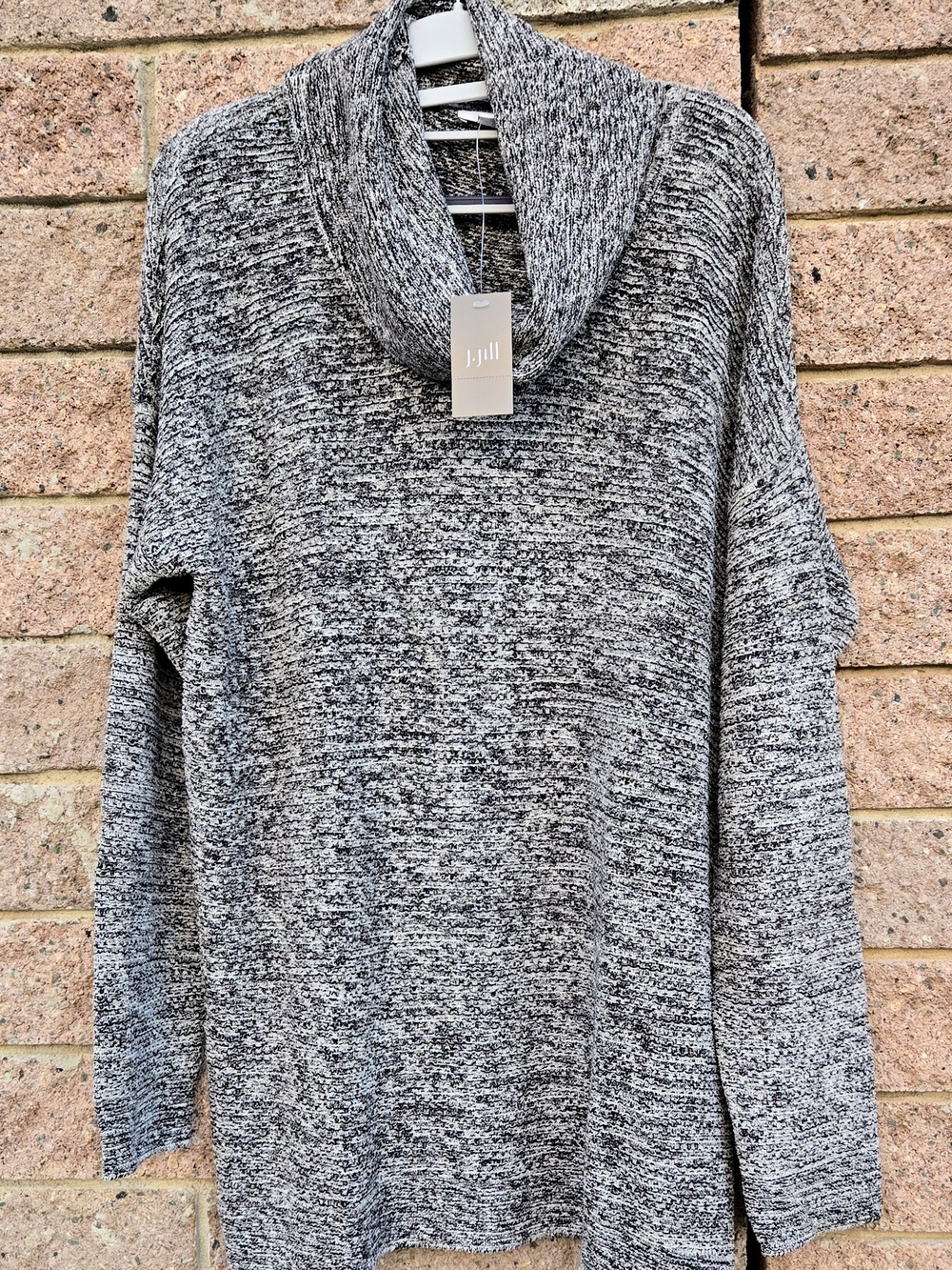 J. Jill Majestic Cowl-Neck Sweater Black & White